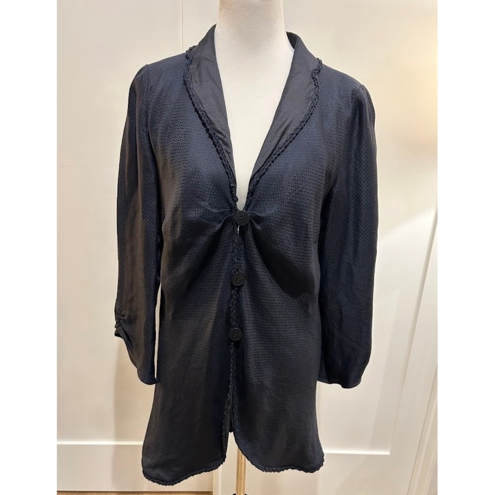 Giorgio‎ Armani Elegant Overcoat Midnight Blue Silk Size IT 48 US 8/10